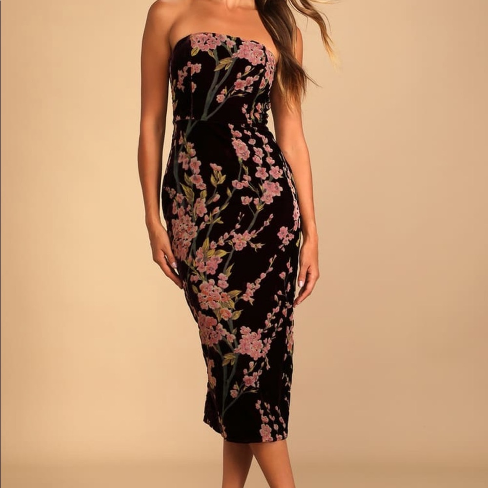Plum Floral Velvet Dress